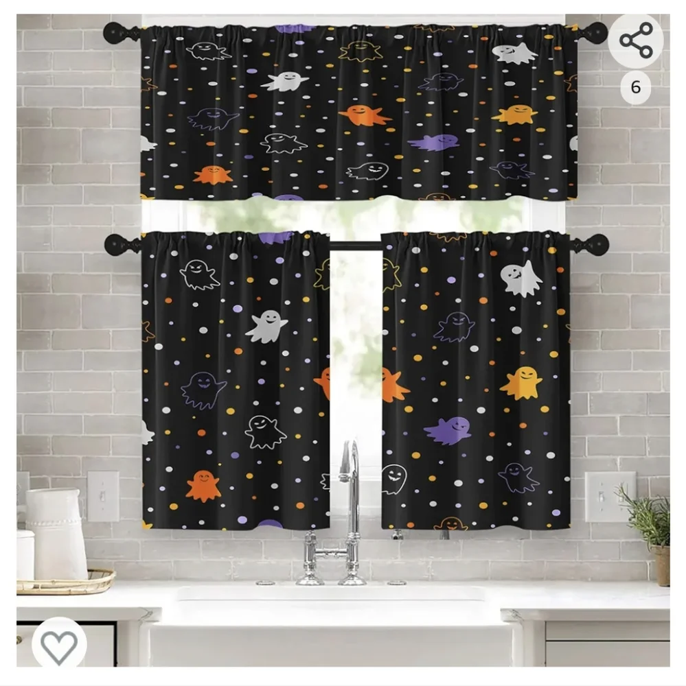 Halloween colorful ghosts curtains - Picture 1 of 2